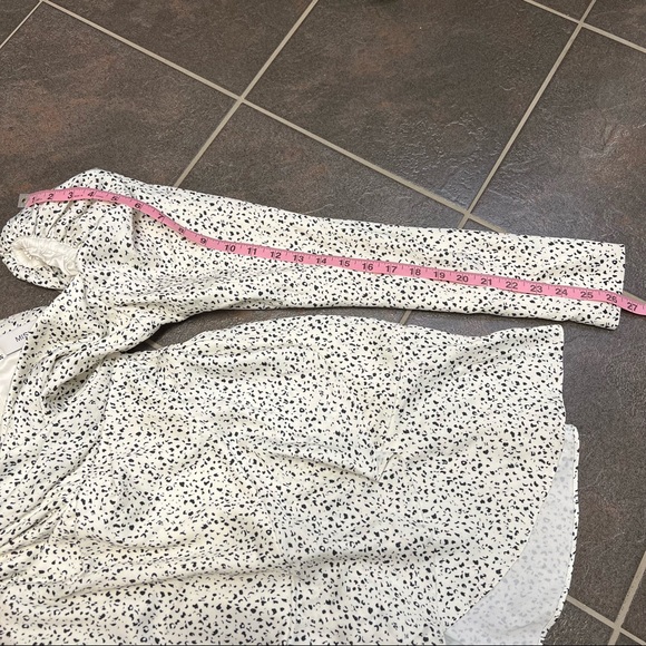 Misha Lourdetta Long Puff Sleeve Mini Dress Spot Print Snow Leopard White 4 - Picture 9 of 13